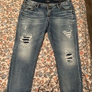 Silver Jeans Light Blue Distressed Skinny Jeans
